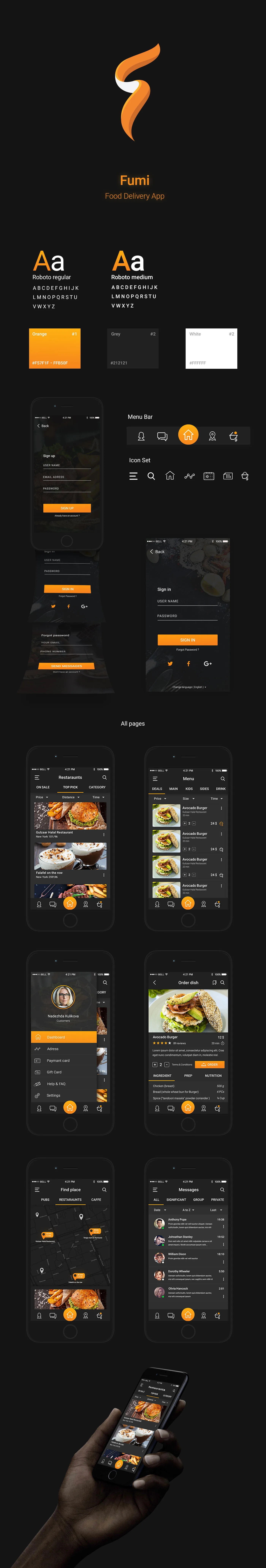 fumi food delivery app design